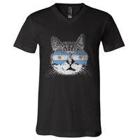 Cat Argentina Flag Country Retro Funny Gift Ank Op V-Neck T-Shirt