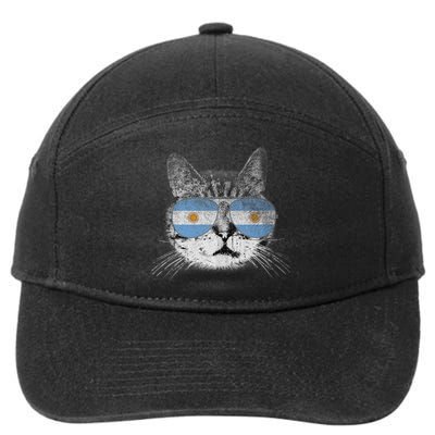 Cat Argentina Flag Country Retro Funny Gift Ank Op 7-Panel Snapback Hat