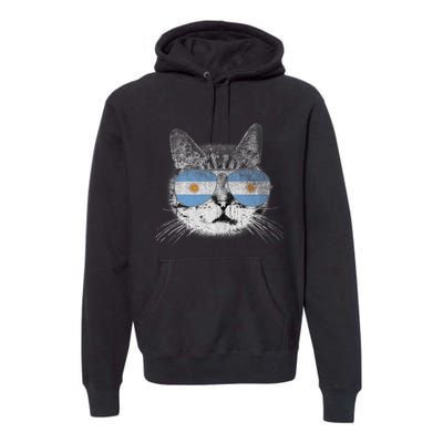 Cat Argentina Flag Country Retro Funny Gift Ank Op Premium Hoodie