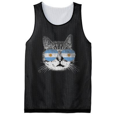 Cat Argentina Flag Country Retro Funny Gift Ank Op Mesh Reversible Basketball Jersey Tank