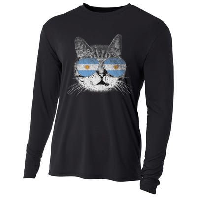 Cat Argentina Flag Country Retro Funny Gift Ank Op Cooling Performance Long Sleeve Crew