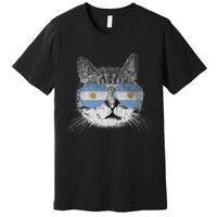 Cat Argentina Flag Country Retro Funny Gift Ank Op Premium T-Shirt