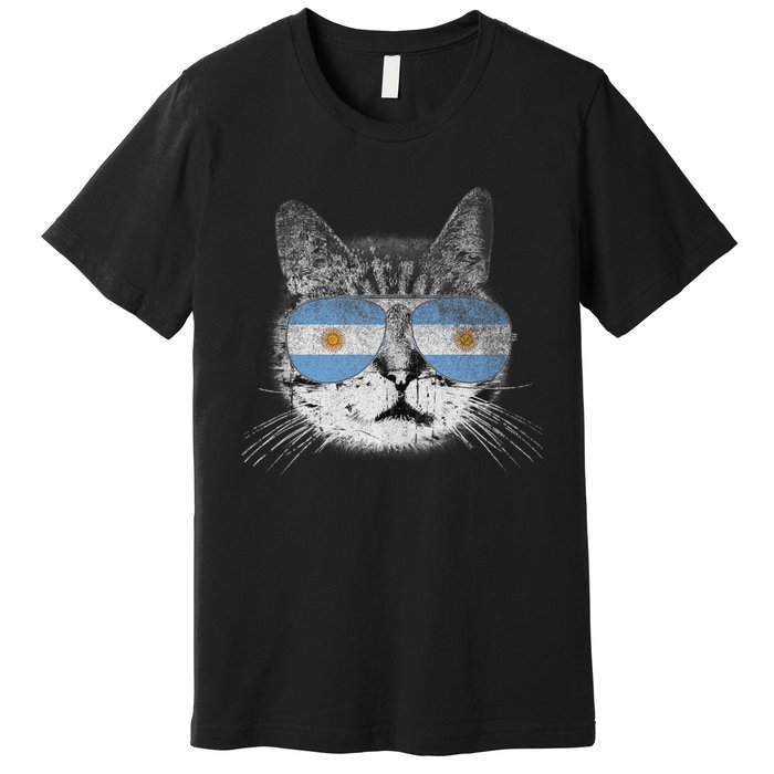 Cat Argentina Flag Country Retro Funny Gift Ank Op Premium T-Shirt