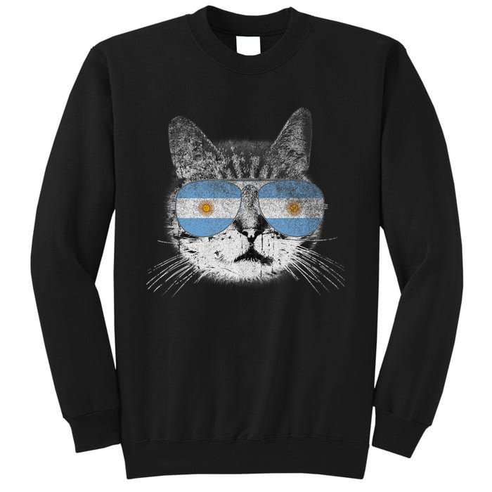 Cat Argentina Flag Country Retro Funny Gift Ank Op Tall Sweatshirt