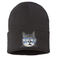 Cat Argentina Flag Country Retro Funny Gift Ank Op Sustainable Knit Beanie