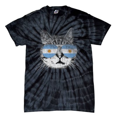 Cat Argentina Flag Country Retro Funny Gift Ank Op Tie-Dye T-Shirt