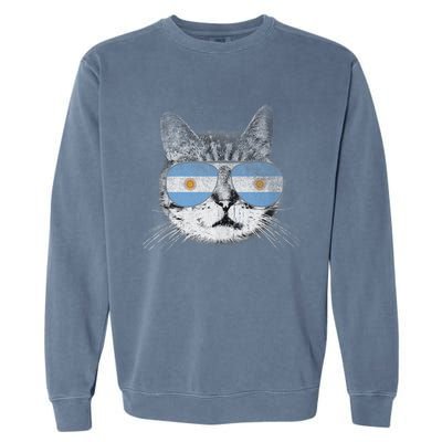 Cat Argentina Flag Country Retro Funny Gift Ank Op Garment-Dyed Sweatshirt