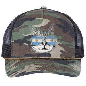 Cat Argentina Flag Country Retro Funny Gift Ank Op Retro Rope Trucker Hat Cap