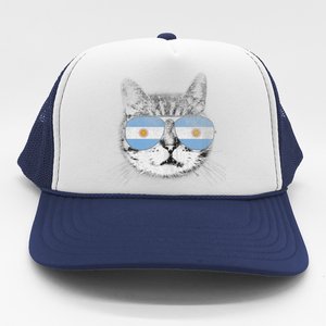 Cat Argentina Flag Country Retro Funny Gift Ank Op Trucker Hat