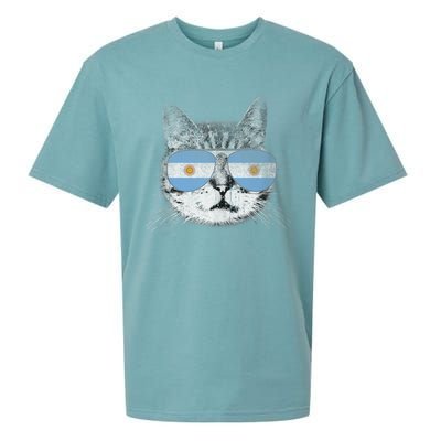 Cat Argentina Flag Country Retro Funny Gift Ank Op Sueded Cloud Jersey T-Shirt