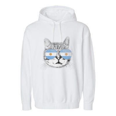 Cat Argentina Flag Country Retro Funny Gift Ank Op Garment-Dyed Fleece Hoodie