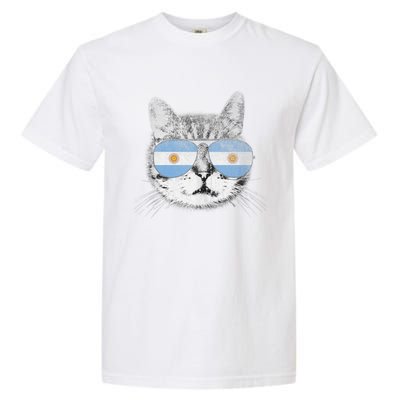 Cat Argentina Flag Country Retro Funny Gift Ank Op Garment-Dyed Heavyweight T-Shirt