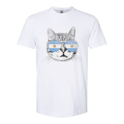 Cat Argentina Flag Country Retro Funny Gift Ank Op Softstyle CVC T-Shirt