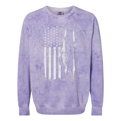 Catfish American Flag Patriotic Catfishing Fishing Gift Colorblast Crewneck Sweatshirt