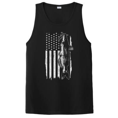 Catfish American Flag Patriotic Catfishing Fishing Gift PosiCharge Competitor Tank