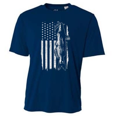 Catfish American Flag Patriotic Catfishing Fishing Gift Cooling Performance Crew T-Shirt