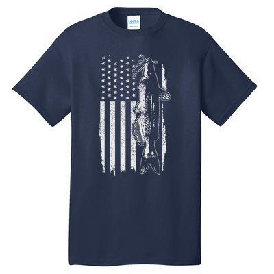 Catfish American Flag Patriotic Catfishing Fishing Gift Tall T-Shirt