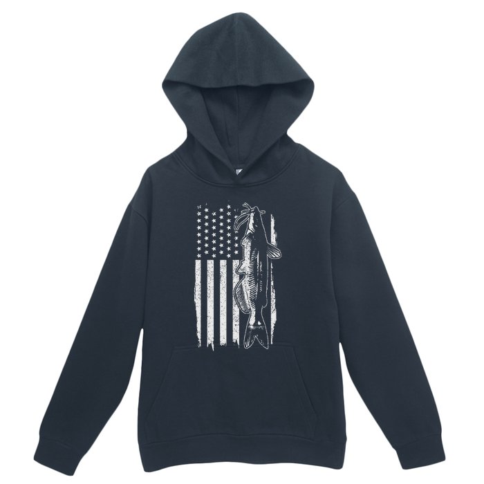 Catfish American Flag Patriotic Catfishing Fishing Gift Urban Pullover Hoodie