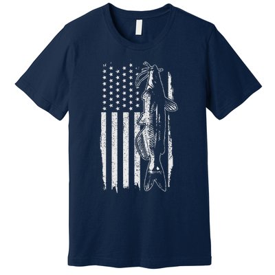 Catfish American Flag Patriotic Catfishing Fishing Gift Premium T-Shirt