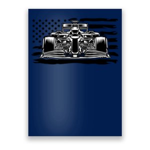 Cool American F1 Race Car With Flag Poster