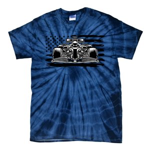 Cool American F1 Race Car With Flag Tie-Dye T-Shirt