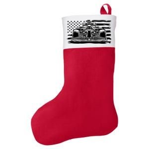 Cool American F1 Race Car With Flag Felt Holiday Christmas Stocking