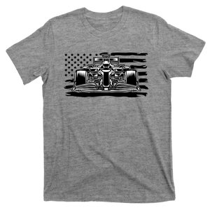 Cool American F1 Race Car With Flag T-Shirt