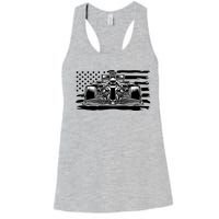 Cool American F1 Race Car With Flag Women's Racerback Tank