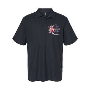 Cross And Flower There Is Power In The Name Of Jesus Christ Softstyle Adult Sport Polo