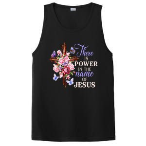 Cross And Flower There Is Power In The Name Of Jesus Christ PosiCharge Competitor Tank