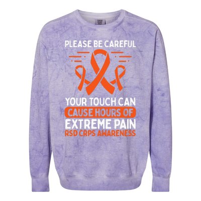 CRPS Awareness Fighter Disease RSD Warrior Orange Ribbon Colorblast Crewneck Sweatshirt