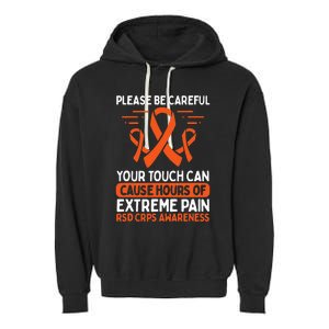 CRPS Awareness Fighter Disease RSD Warrior Orange Ribbon Garment-Dyed Fleece Hoodie