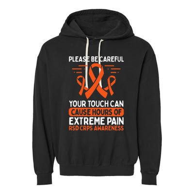 CRPS Awareness Fighter Disease RSD Warrior Orange Ribbon Garment-Dyed Fleece Hoodie