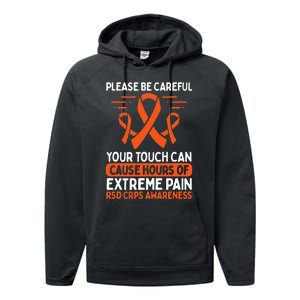 CRPS Awareness Fighter Disease RSD Warrior Orange Ribbon Performance Fleece Hoodie