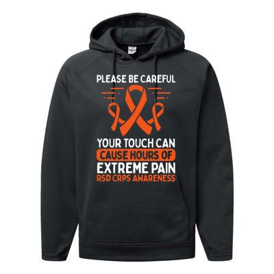 CRPS Awareness Fighter Disease RSD Warrior Orange Ribbon Performance Fleece Hoodie