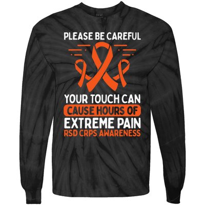 CRPS Awareness Fighter Disease RSD Warrior Orange Ribbon Tie-Dye Long Sleeve Shirt