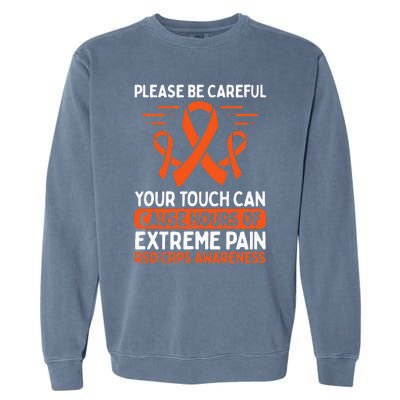 CRPS Awareness Fighter Disease RSD Warrior Orange Ribbon Garment-Dyed Sweatshirt