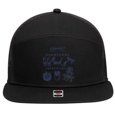 Champagne And French Fries Coquette Bow 7 Panel Mesh Trucker Snapback Hat