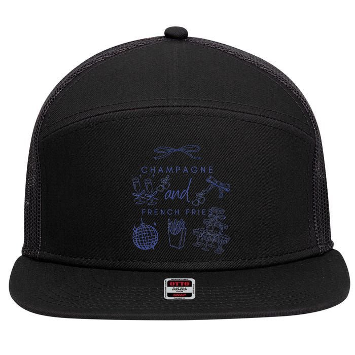 Champagne And French Fries Coquette Bow 7 Panel Mesh Trucker Snapback Hat