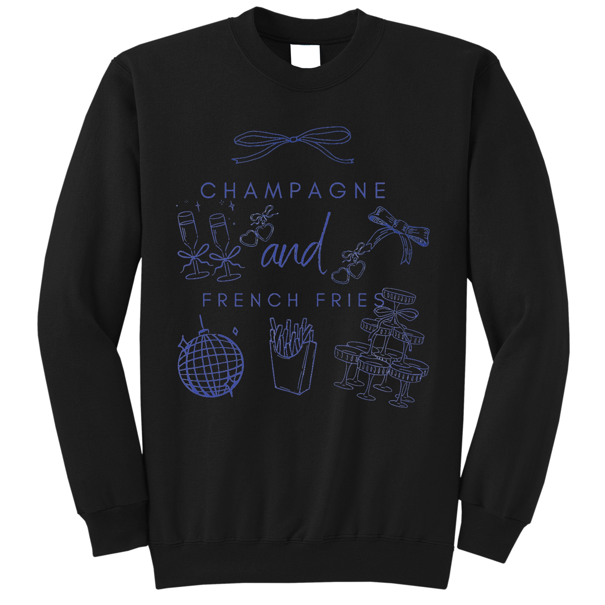 Champagne And French Fries Coquette Bow Sweatshirt