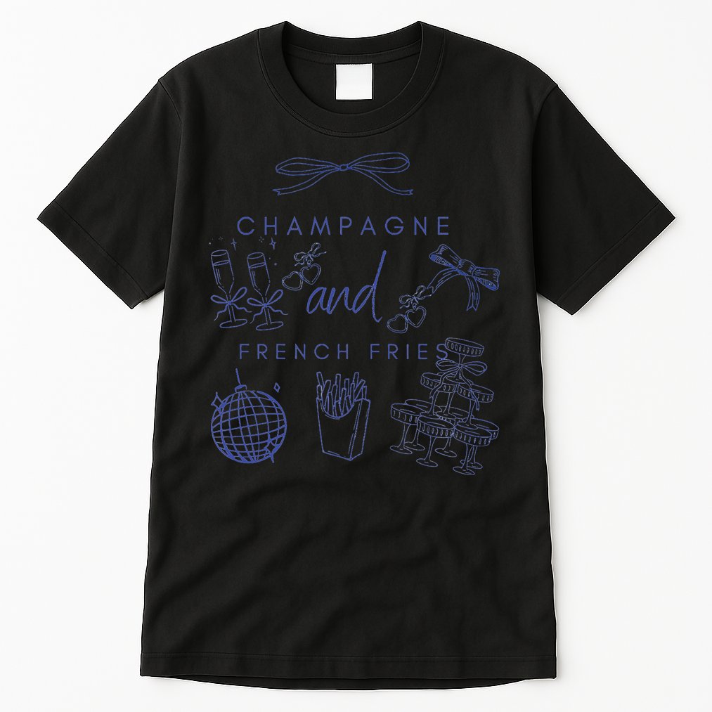 Champagne And French Fries Coquette Bow Tall T-Shirt