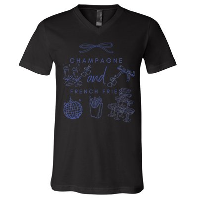 Champagne And French Fries Coquette Bow V-Neck T-Shirt