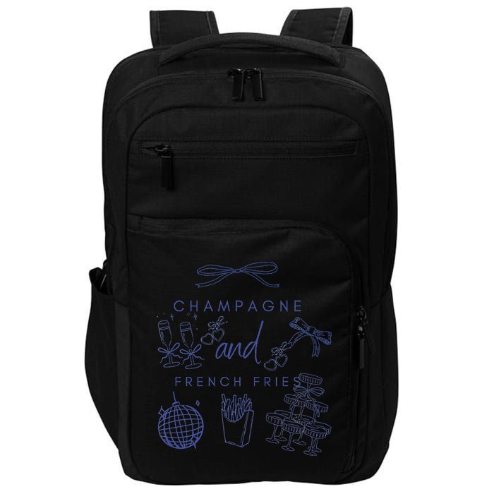 Champagne And French Fries Coquette Bow Impact Tech Backpack