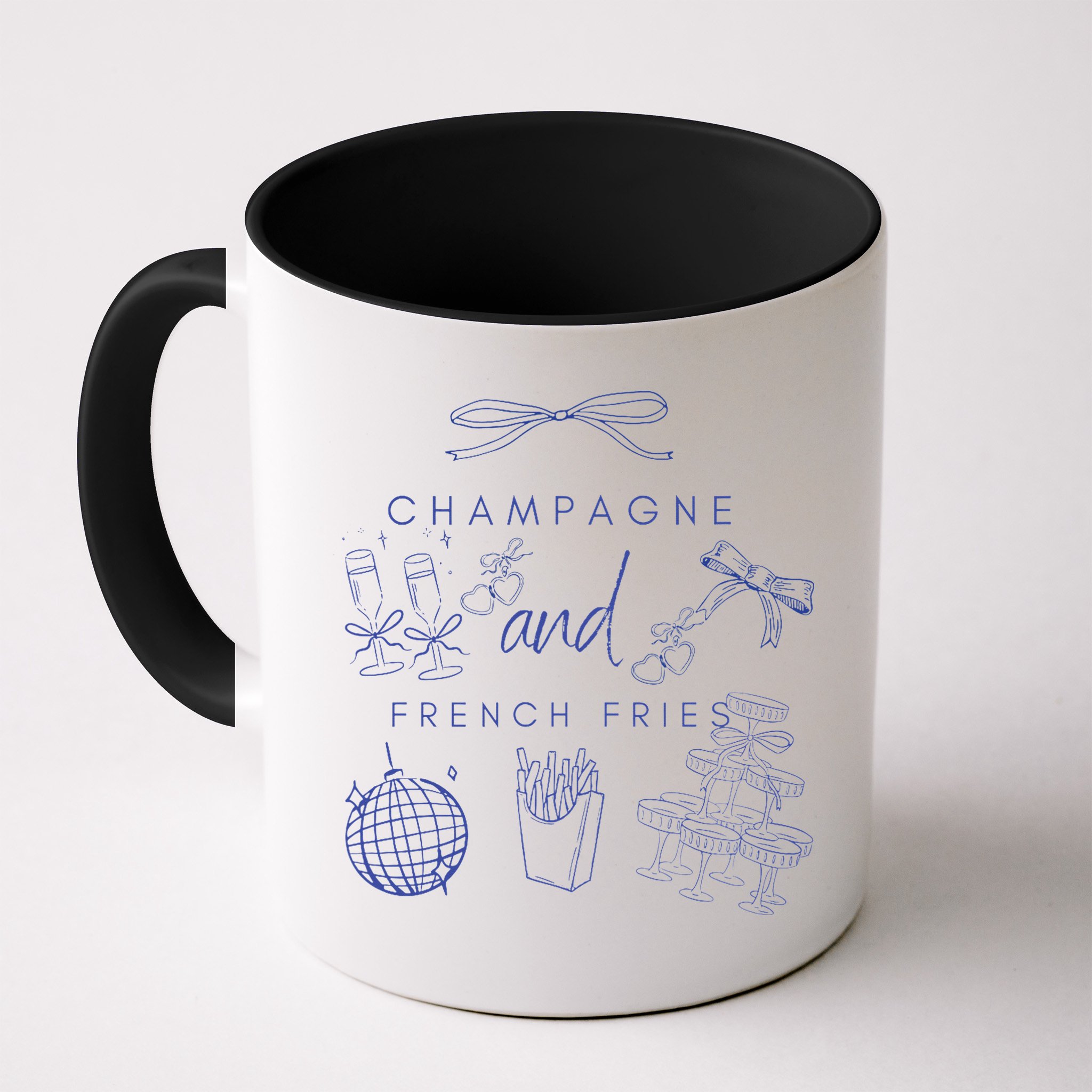 Champagne And French Fries Coquette Bow Mug