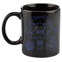 Champagne And French Fries Coquette Bow 11oz C Handle Ceramic Mug