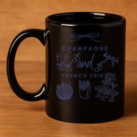 Champagne And French Fries Coquette Bow 11oz C Handle Ceramic Mug