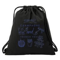 Champagne And French Fries Coquette Bow Drawstring Bag