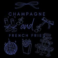 Champagne And French Fries Coquette Bow Drawstring Bag