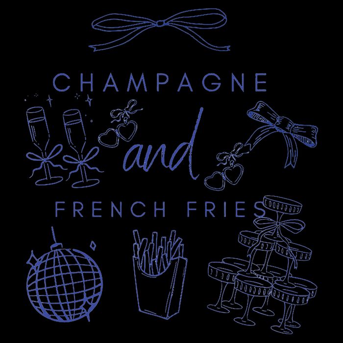 Champagne And French Fries Coquette Bow Drawstring Bag