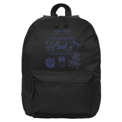Champagne And French Fries Coquette Bow 16 in Basic Backpack
